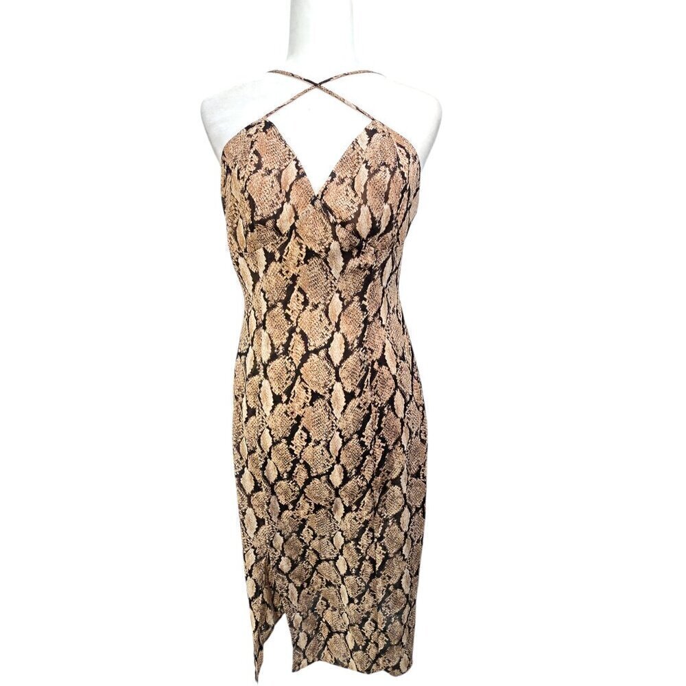 Blu Pepper Snake Print Low SEXY Back 2 Way Strappy MiDi Dress